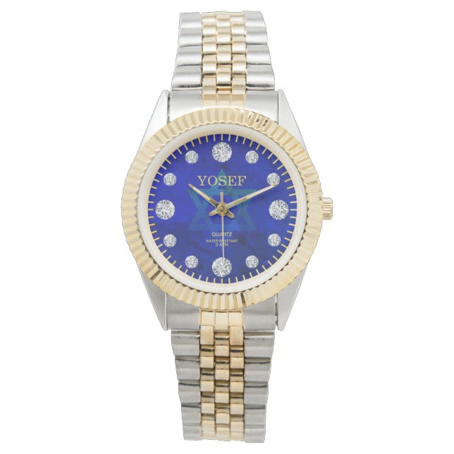 Cobalt Blue Star von David Diamond Dial Individuel Armbanduhr (Vorderseite)