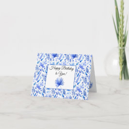 Cobalt Blue Tropical Blätter Muster glücklich Gebu Karte