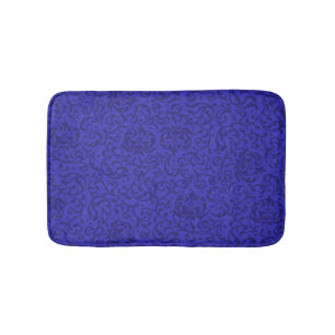 Cobalt Blue Tudor Garden Floral Damask Badematte
