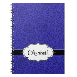 Cobalt Blue Tudor Garden Floral Damask Notizblock