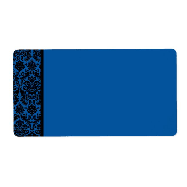 Cobalt Blue und Black Damask Blank Address Label (Vorne)