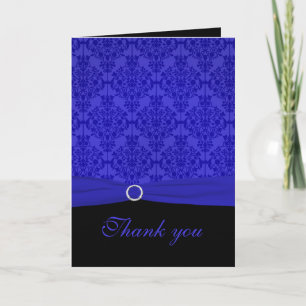 Cobalt Blue und Black Damask Danke Karte