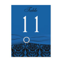 Cobalt Blue und Black Damask Tischnummer