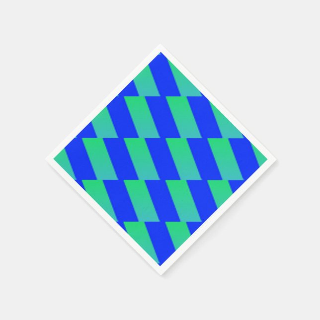 Cobalt Blue und Green Abstrakt Squares Serviette (Ecke)