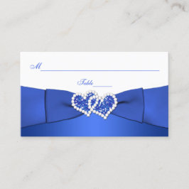 Cobalt Blue und White Joined Hearded Placecards Platzkarte