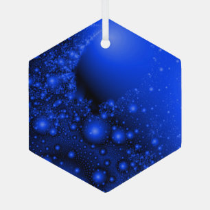 Cobalt Blue Universe Fraktal Art Suncatcher Ornament Aus Glas