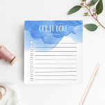 Cobalt Blue Watercolor Personalisierte Liste Notizblock<br><div class="desc">Bleibe motiviert und aufgabengerecht mit diesem schicken,  personalisierten Notizblock mit "get it done" und deinem Namen ganz oben in der weißen Schrift auf einem coolen kobaltblauen Aquarellhintergrund. Mit 10 Checkboxen und einem coolen Design macht es das Notizblock einfach,  auf alle wichtigen Aufgaben bleibe.</div>