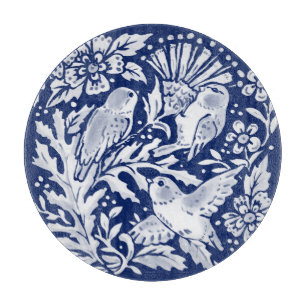 Cobalt Blue White Bird Thistle Rustikale Chinoiser Schneidebrett
