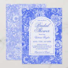 Cobalt Blue White Floral Chinoiserie Brautparty