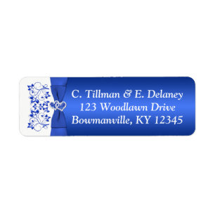 Cobalt Blue White Hearts Rücksendeadresse