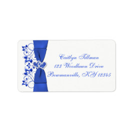 Cobalt Blue White Hearts Rücksendeadresse Adressaufkleber