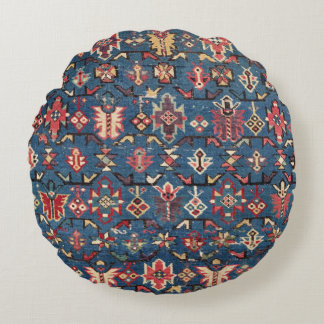 Cobalt Blue Yellow Red Azeton Butterfly  Rundes Kissen