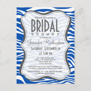 Cobalt Blue Zebra Stripes Animal Print Einladungspostkarte