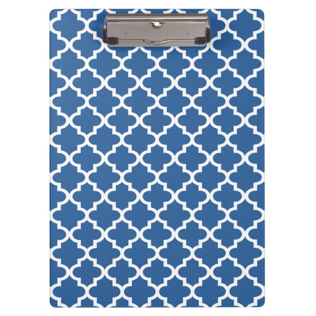 Cobalt Bright Blue Marokkanischer Tile Trellis Klemmbrett (Vorderseite)