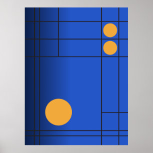 Cobalt Drift Nr. 1 Blaue und Bernsteinfarbene Geom Poster