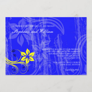 Cobalt Faire-part de mariage bleu et jaune