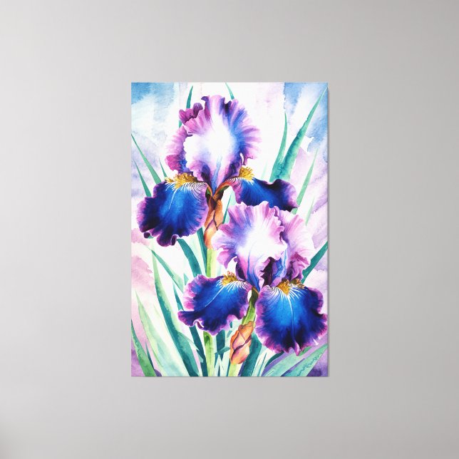*~* Cobalt Iris Blume Künstlerisch Iris Malerei AP Leinwanddruck (Vorderseite)