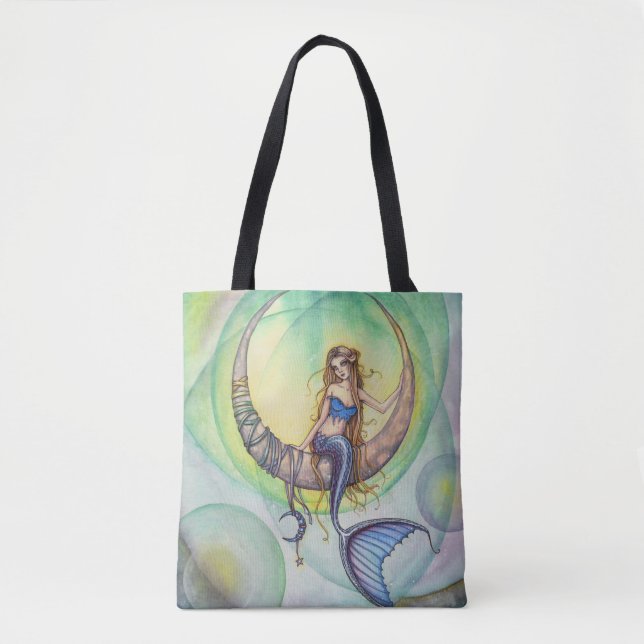Cobalt Moon Mermaid Fantasy Art Traumtasche Tasche (Vorderseite)
