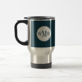 Cobalt Pinstripe Monogramm Tasse