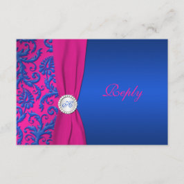 Cobalt und Fuchsia Damask RSVP-Karte RSVP Karte