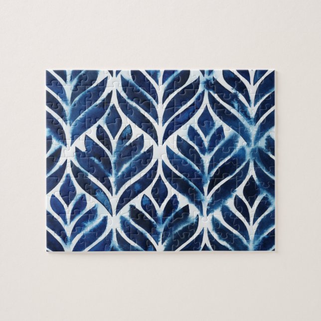 Cobalt Watercolor Tiles IV (Horizontal)