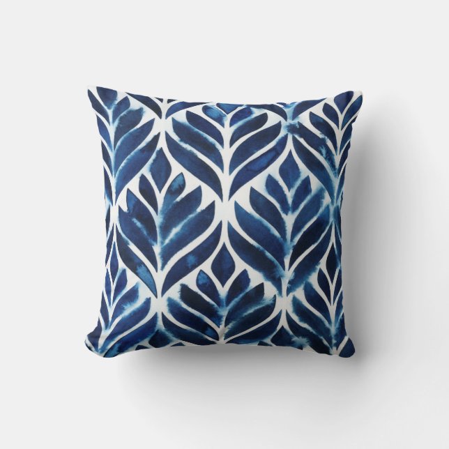 Cobalt Watercolor Tiles IV Kissen (Vorderseite)