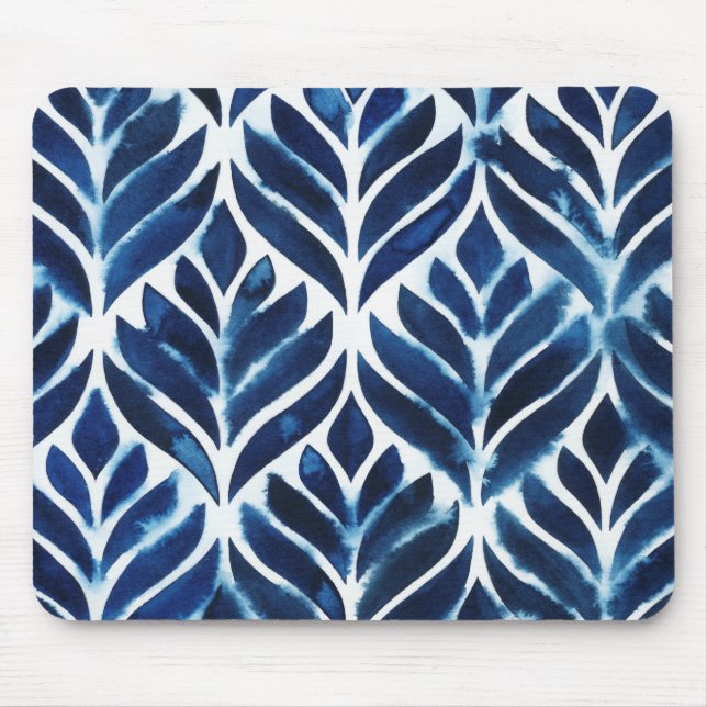 Cobalt Watercolor Tiles IV Mousepad (Vorne)