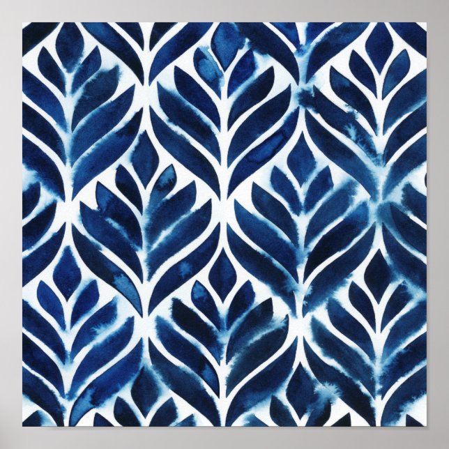 Cobalt Watercolor Tiles IV Poster (Vorne)