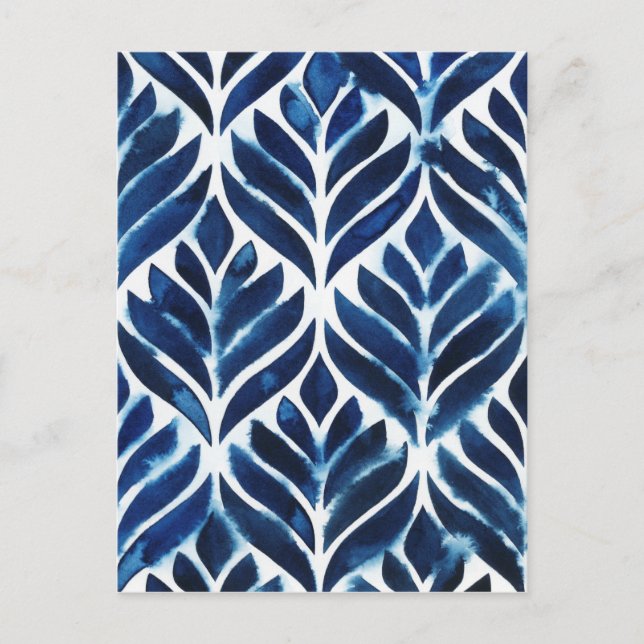 Cobalt Watercolor Tiles IV Postkarte (Vorderseite)