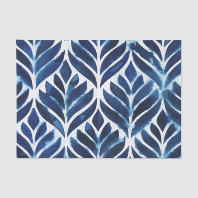 Cobalt Watercolor Tiles IV Seidenpapier (Vorderseite)