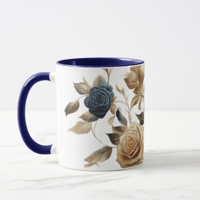 Cobalt White Flowers Tasse (Links)