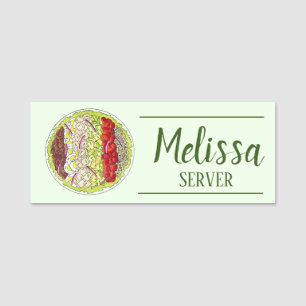 Cobb Salad Waiter Server Restaurant Food Truck Namensschild