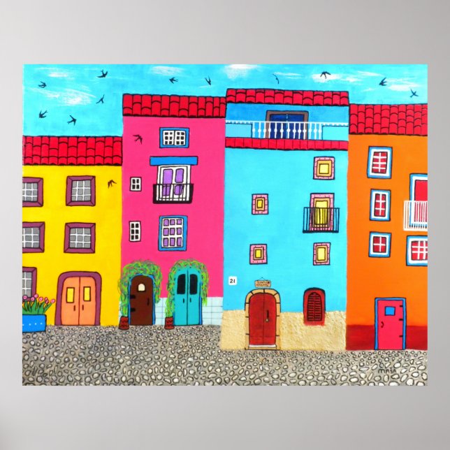 Cobblestone Straßen von Sardinien Poster (Vorne)