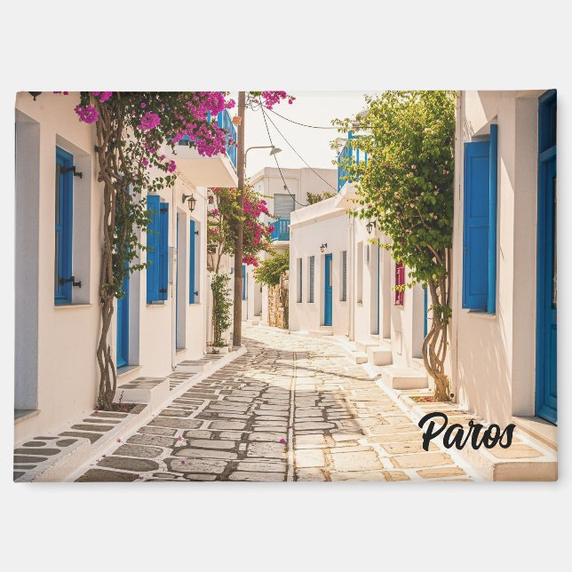 Cobblestone Street in Paros Greece Island Travel Magnet (Vorderseite)