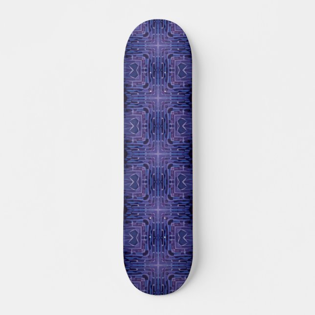 Cobblestones blaue violette geometrische Kunst Skateboard (Vorne)