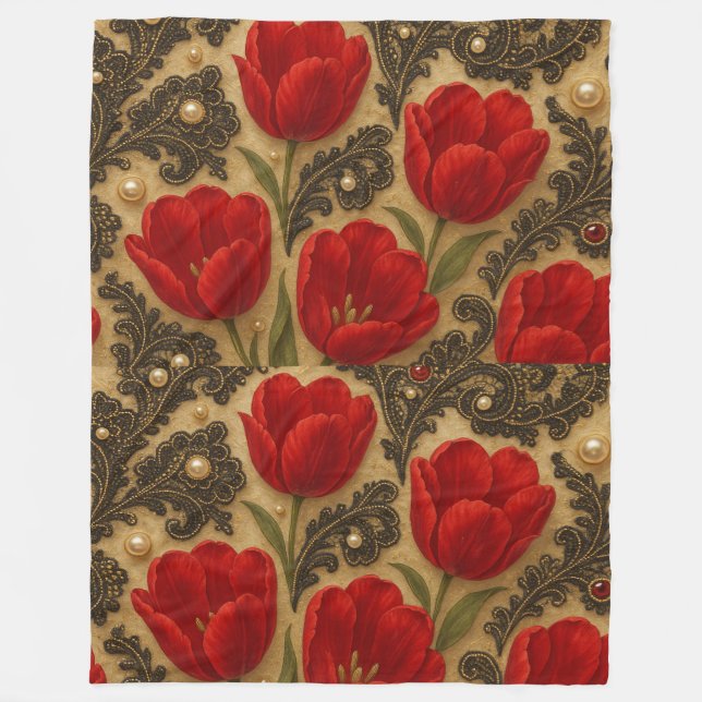 COBERTOR Tulipas e Renda  DESIGN  Fleecedecke (Vorderseite)