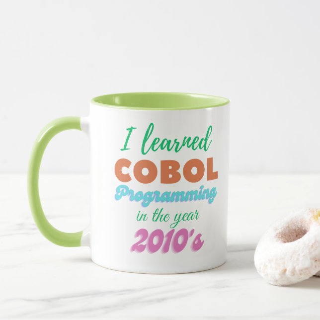 Cobol-Programmiersprache 2010 gelernt Tasse (Mit Donut)