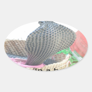 Cobra in Basket Art Print Ovaler Aufkleber
