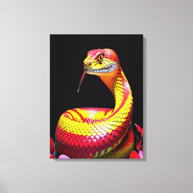 Cobra-Schlange mit lebendiger rot-gelber Waage Leinwanddruck (Vorderseite)