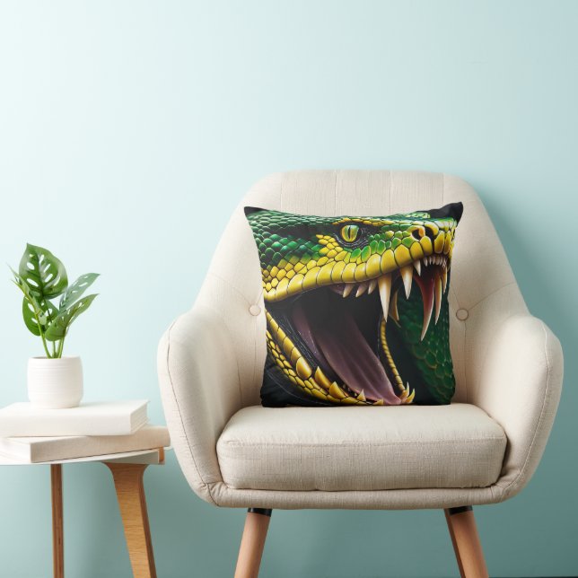 Cobra-Schlange mit lebhaften grünen und gelben Waa Kissen (Stuhl )