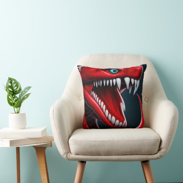 Cobra-Schlange mit lebhaften roten Schuppen und bl Kissen (Stuhl )