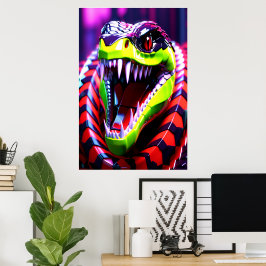 Cobra-Schlange mit limitierten grünen Lippen und r Poster
