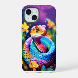 Cobra serpent avec rose et jaune turquoise éclatan