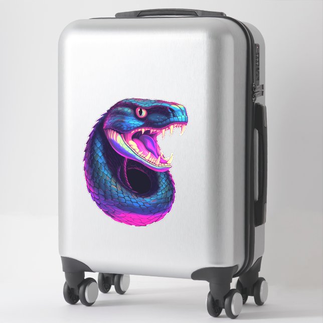 Cobra Snake in Vaporwave-Ästhetik Aufkleber (Koffer)