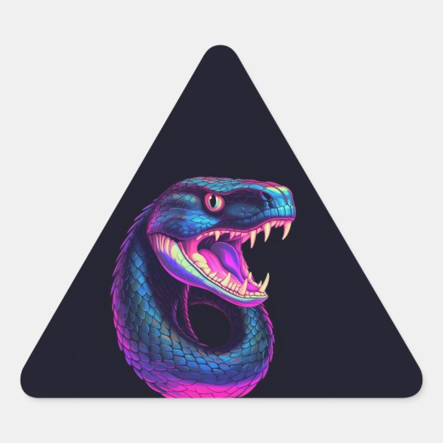Cobra Snake in Vaporwave-Ästhetik Dreieckiger Aufkleber (Vorderseite)