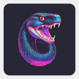 Cobra Snake in Vaporwave-Ästhetik Quadratischer Aufkleber