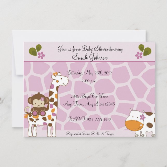 Cocalo Jacana Tier-Babyparty-Einladungen Einladung (Vorderseite)