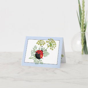 Coccinelle   Joli Carte pour notes bleu et blanc