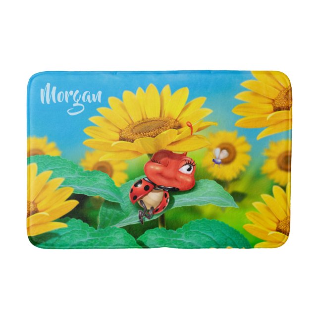 Coccinelle moyenne de tournesols de tapis de bain (Devant)