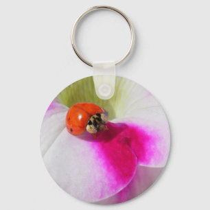 Coccinelle sur le porte-clés pétunia